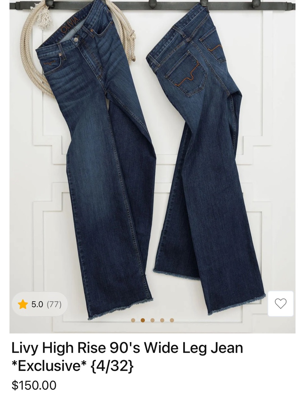 Kimes Livy High-Rise Wide Leg Jeans in Dark Blue